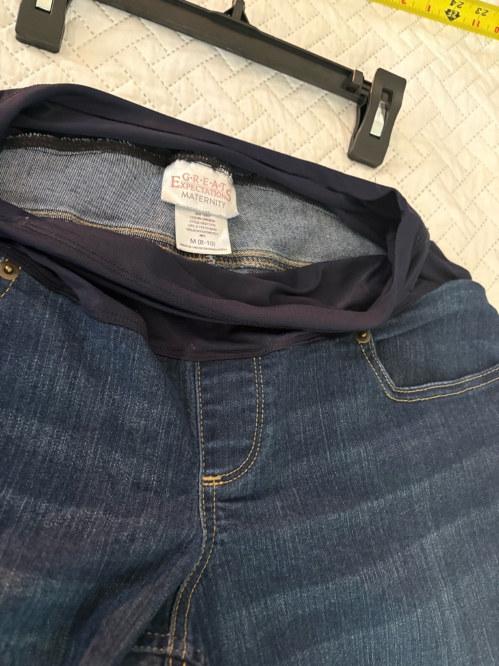 GREAT Expectations Maternity Dark Blue Denim Jeans w/Navy Wstbnd Size Med (8/10)